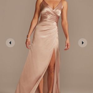 charmeuse draped strappy bridesmaid dress